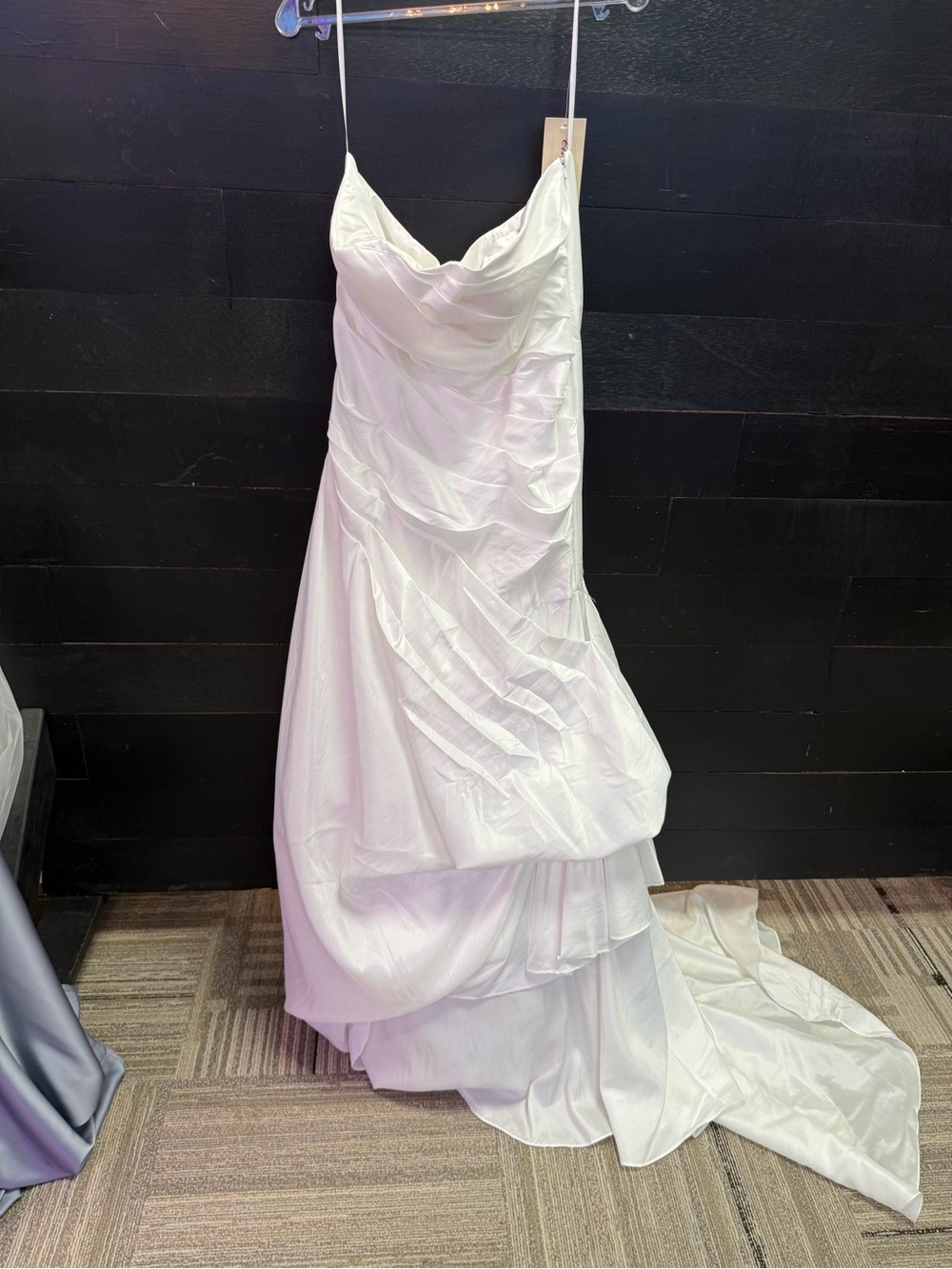 Cinderella Ivory Draped Spaghetti-Strap Wedding Gown